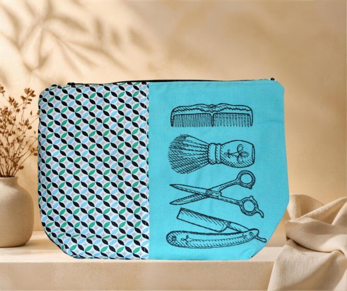 Trousse Toilette Homme doublée en Coton Enduit Design Moderne 30x21x10 cm