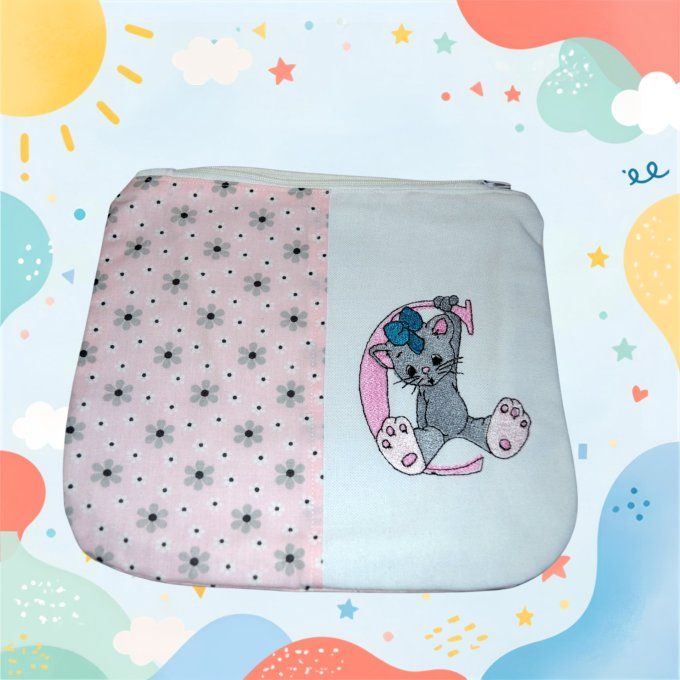 Trousse Plate pour Enfant broderie Monogramme C