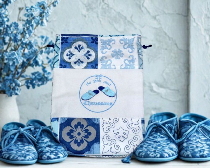 SAC brodé chaussons chaussures  