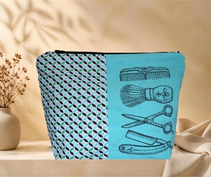 Trousse Toilette Homme doublée en Coton Enduit Design Moderne 30x21x10 cm
